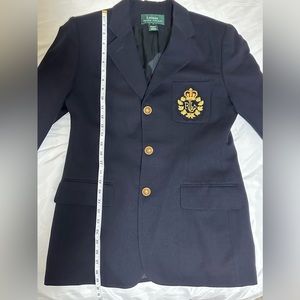 Lauren Ralph Lauren Logo Crest Blazer Size 10 Plus 100% Wool made In USA
